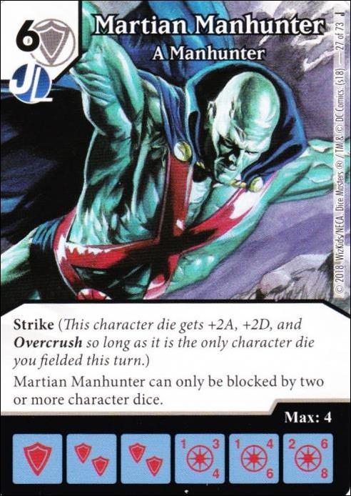 DC Comics Dice Masters Justice card 27 Martian Manhunter: A Manhunter