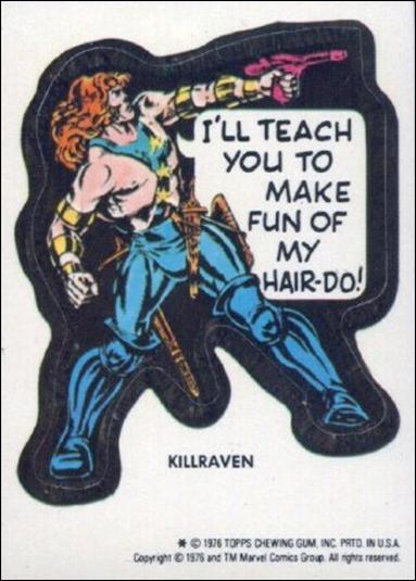 Marvel Super Heroes Stickers (Base Set) card NN20 "I'll teach you to make fun of my hair-do!"