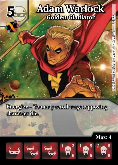 Marvel Dice Masters  Avengers Infinity Gauntlet card 17 Adam Warlock: Golden Gladiator