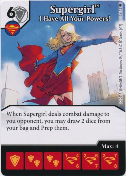 DC Comics Dice Masters Superman and Wonder Woman Starter Set card 17 Supergirl: I Have All Your Powers!
