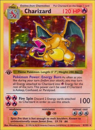 Pokemon (Base Set) card 4/102 Charizard (Holo) 1st Edition - Shadowless