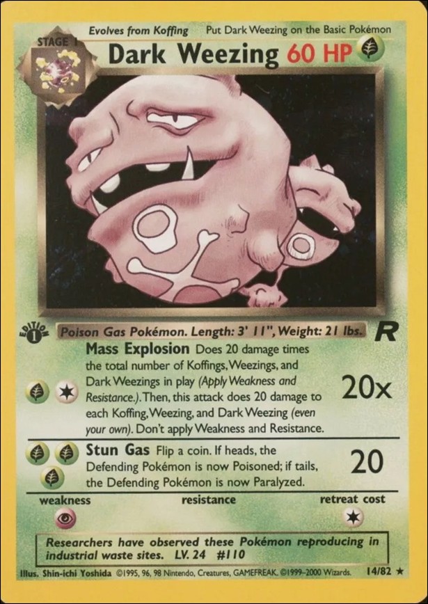 Pokemon: Team Rocket (Base Set) card 14 Dark Weezing (Holo) - 1st Edition