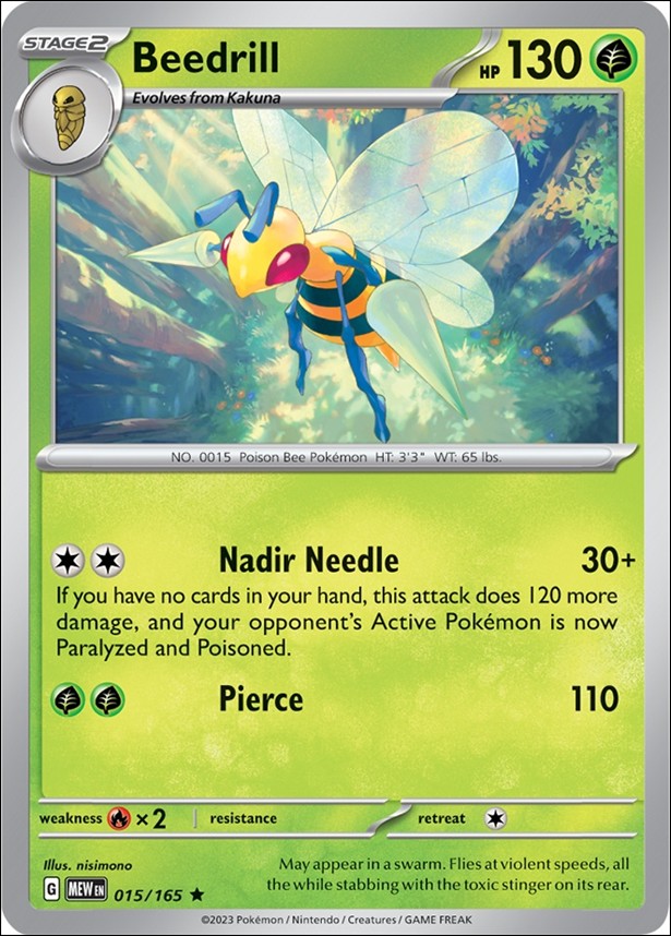 Pokemon: Scarlet & Violet - 151 (Base Set) card 015/165 Beedrill (Holofoil)