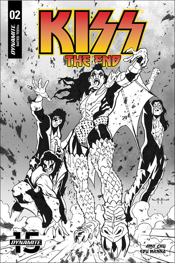 Kiss: The End issue 2-G Pasquale Qualano 1:30 Black & White Cover