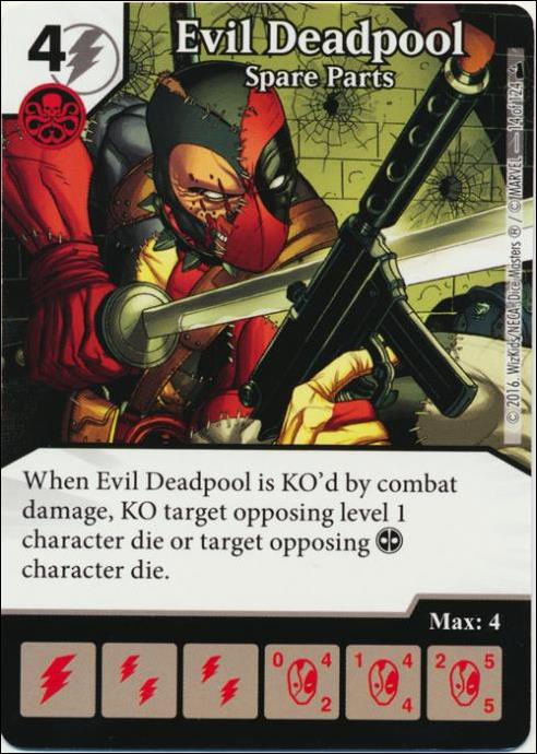 Marvel Dice Masters Deadpool card 14 Evil Deadpool: Spare Parts