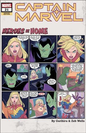 Captain Marvel (2019) issue 21-D Gurihiru Heroes at Home Cover