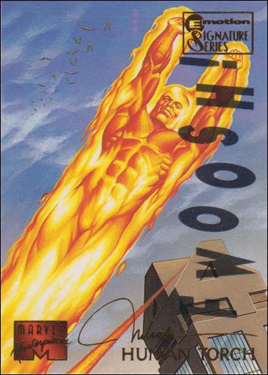 1995 Marvel Masterpieces (Multi-Foil E-Motion Parallel Base Set) card 43 Human Torch