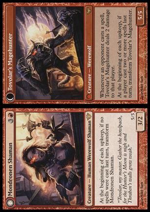 Magic the Gathering: Dark Ascension (Base Set) card 98 Mondronen Shaman / Tovolar's Magehunter