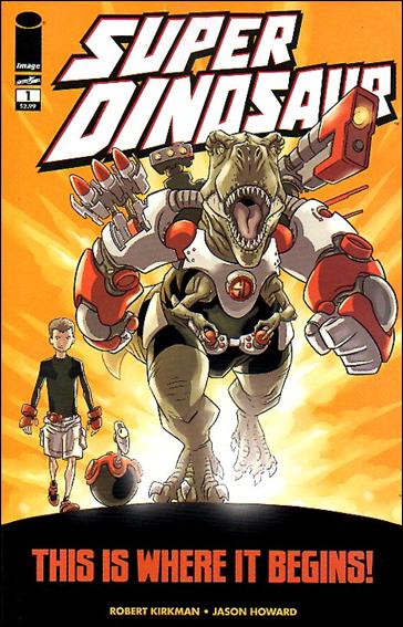 Super Dinosaur issue 1 White Logo / Black Outline Cover