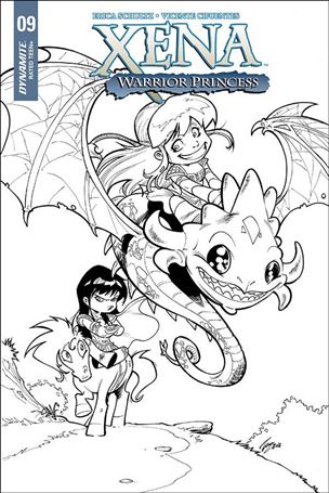 Xena: Warrior Princess (2018) issue 9-C 1:10 Black & White Dragon Cover