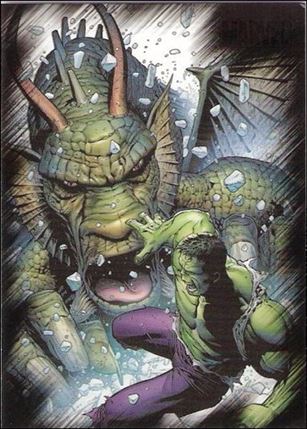 Marvel Heroes and Villains (Base Set) card 41 Hulk vs Fin Fang Foom