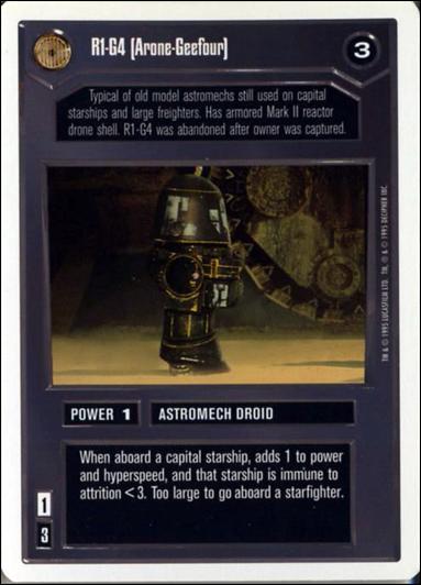 Star Wars: Premiere Unlimited (Base Set) card 20 R1-G4 [Arone-Geefour]