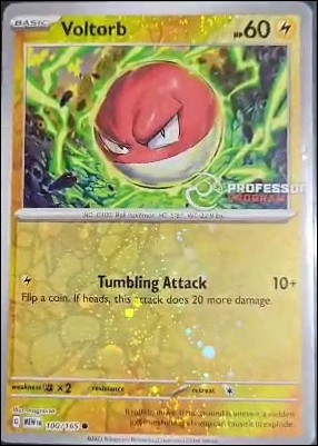 Pokemon: Scarlet & Violet - 151 (Base Set) card 100/165-D Voltorb (Cosmos Reverse Holo) "Pro. Program" Stamp
