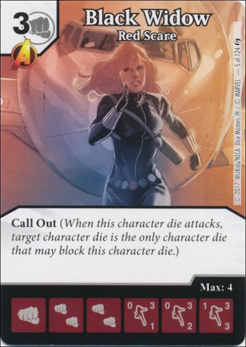 Marvel Dice Masters Guardians of the Galaxy  card 5 Black Widow: Red Scare