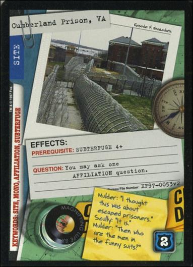 X-Files: The Truth Is Out There (Base Set) card XF97-0053v2 Cumberland Prison, VA