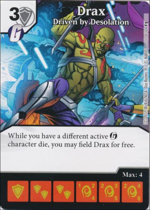 Marvel Dice Masters Guardians of the Galaxy  card 11 Drax: Driven by Desolation 