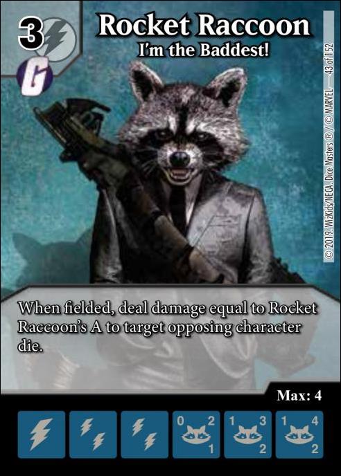 Marvel Dice Masters  Avengers Infinity Gauntlet card 43 Rocket Raccoon: I'm the Baddest!