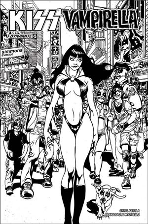 KISS / Vampirella issue 5-G Roberto Castro B & W Cover