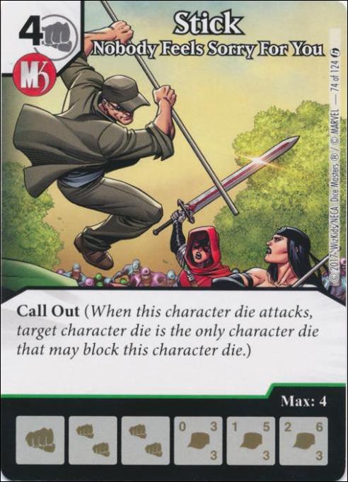 Marvel Dice Masters Guardians of the Galaxy  card 74 Stick: Nobody Feels Sorry for You 