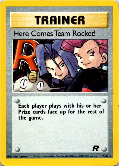 Pokemon: Team Rocket (Base Set) card 15-B Here Comes Team Rocket (Holo) - Unlimited