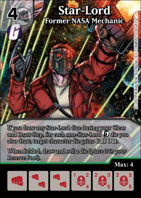 Marvel Dice Masters  Avengers Infinity Gauntlet card 87 Star-Lord: Former NASA Mechanic