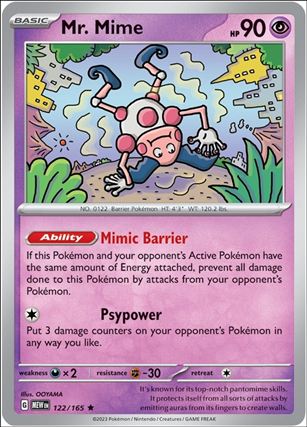 Pokemon: Scarlet & Violet - 151 (Base Set) card 122/165-B Mr. Mime (Reverse Holofoil)