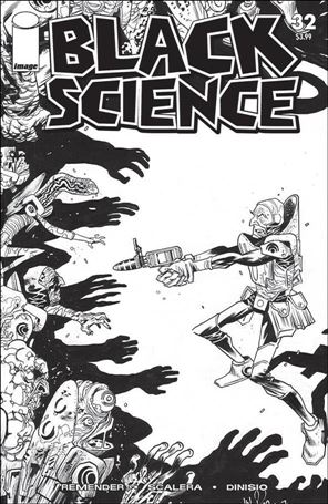 Black Science issue 32-D James Harren Walking Dead #50 B&W Homage Cover