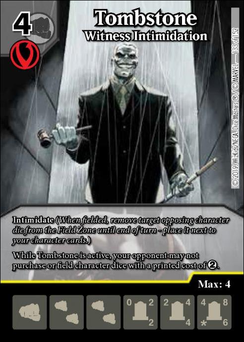 Marvel Dice Masters  Avengers Infinity Gauntlet card 133 Tombstone: Witness Intimidation 