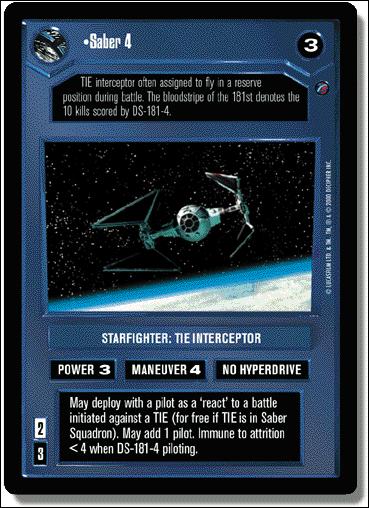 Star Wars: Death Star II Limited (Base Set) card 78 Saber 4