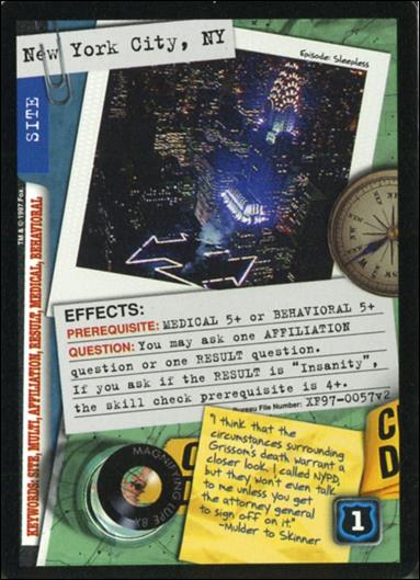 X-Files: The Truth Is Out There (Base Set) card XF97-0057v2 New York City, NY