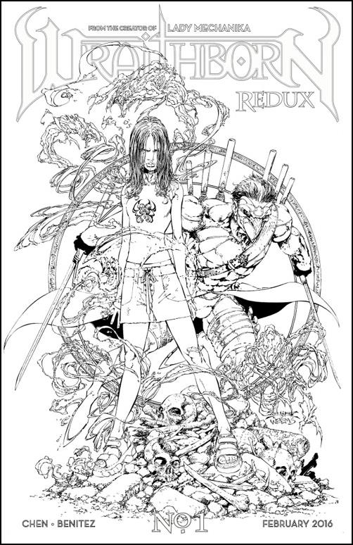 Wraithborn Redux issue 1-C "Melanie & Valin" Black & White 1:10 Cover 