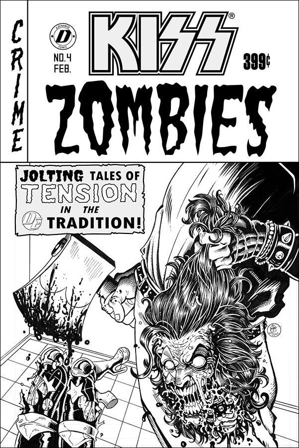 Kiss Zombies issue 4-F Ken Haeser 1:7 Black & White Cover