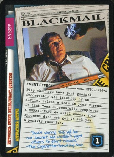 X-Files: The Truth Is Out There (Base Set) card XF97-0276v2 Blackmail