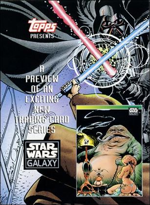 Star Wars Galaxy: Series 1 (Promo) card nn6 5x7 Lightsaber Duel and Jabba the Hutt