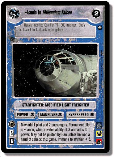 Star Wars: Enhanced Cloud City (Base Set) card 11 Lando In Millennium Falcon