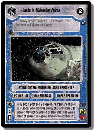 Star Wars: Enhanced Cloud City (Base Set) card 11 Lando In Millennium Falcon