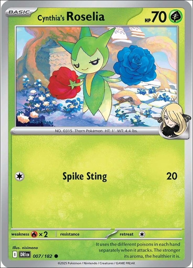 Pokemon: Scarlet & Violet - Destined Rivals card 007/182 Cynthia's Roselia