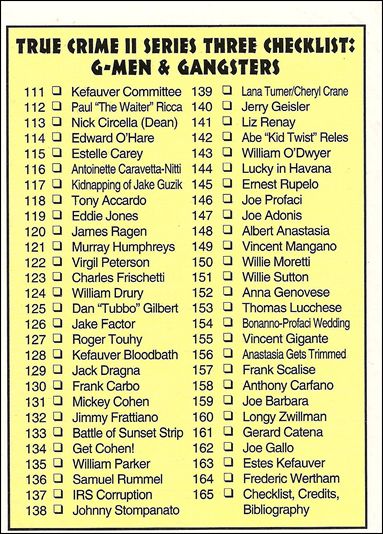 True Crime II (Base Set) card 165 True Crime II Series Three Checklist