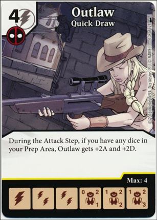 Marvel Dice Masters Deadpool card 108 Outlaw: Quick Draw