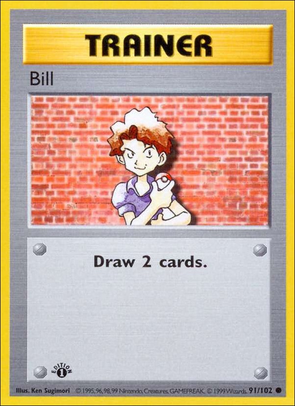 Pokemon (Base Set) card 91/102 Bill (1st Edition) - Shadowless