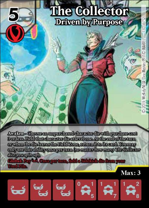 Marvel Dice Masters  Avengers Infinity Gauntlet card 130 The Collector: Driven by Purpose