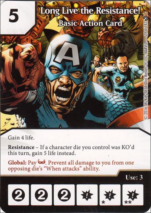 Marvel Dice Masters Civil War card 29 Long Live the Resistence!:Basic Action Card