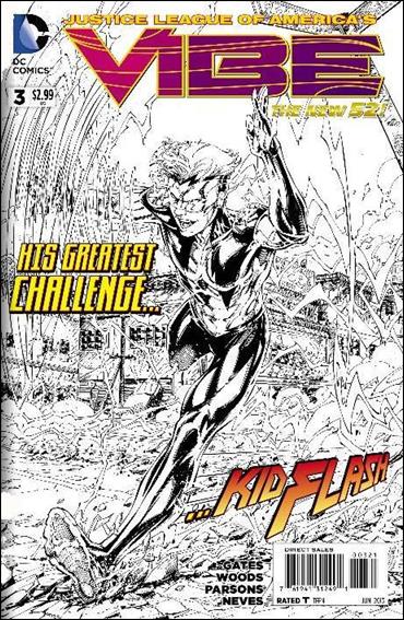 Justice League of America's Vibe issue 3-B Wraparound 1:25 Black and White Cover