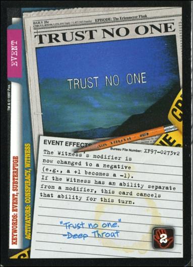 X-Files: The Truth Is Out There (Base Set) card XF97-0273v2 Trust No One