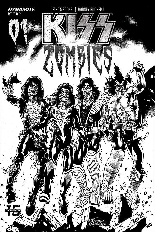 Kiss Zombies issue 1-L Rodney Buchemi 1:30 Black & White Cover
