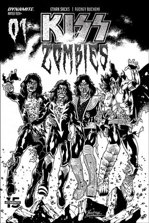Kiss Zombies issue 1-L Rodney Buchemi 1:30 Black & White Cover