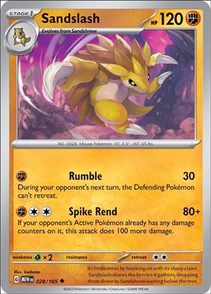 Pokemon: Scarlet & Violet - 151 (Base Set) card 028/165 Sandslash