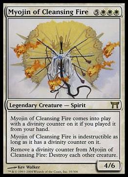 Magic the Gathering: Champions of Kamigawa (Base Set) card 35 Myojin of Cleansing Fire