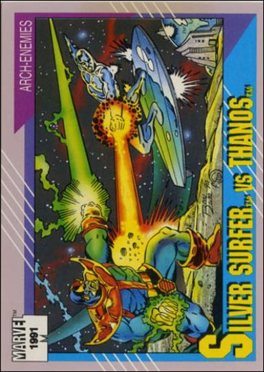 Marvel Universe: Series 2 (Base Set) card 113 Silver Surfer vs Thanos