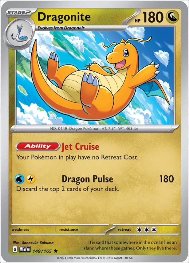 Pokemon: Scarlet & Violet - 151 (Base Set) card 149/165-B Dragonite (Reverse Holofoil)